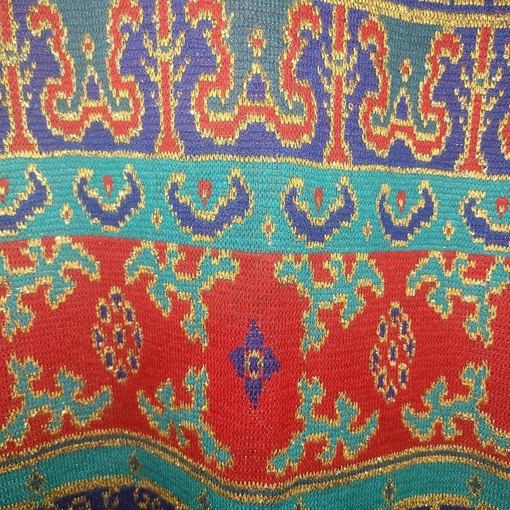 Batya Vintage Sweater Red Blue Gold Size L - Picture 2 of 5